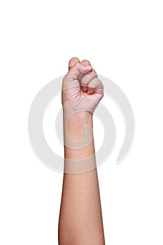 arm,hand and fingers showing number zero isolated on white