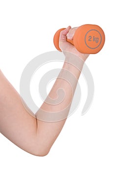 Arm and hand holding a dumbbell