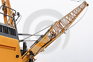 Arm of huge crawler crane with isolated background