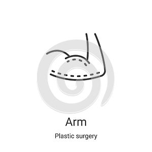 arm icon vector from plastic surgery collection. Thin line arm outline icon vector illustration. Linear symbol for use on web and