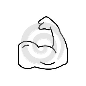 Arm line icon isolated on white background. Arm muscles outline icon vector