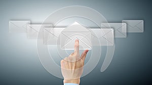 Arm press button in envelope