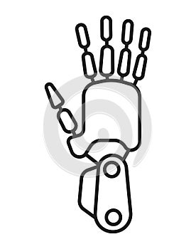 Arm prosthetics symbol for web design, app. Orthopaedic rehabilitation icon