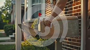 The hand accessing mailbox.AI generated image photo