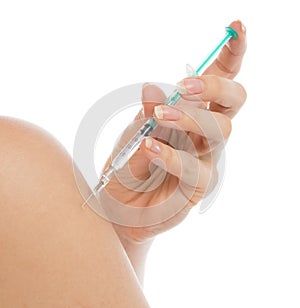 Arm subcutaneous insulin syringe injection vaccination