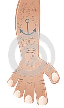 Arm with tattoo anchor