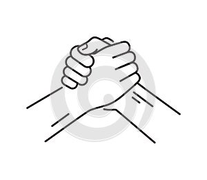 Arm wrestle hands challenge, vector illustration
