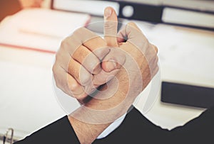 Arm wrestling in business meeting for business concept