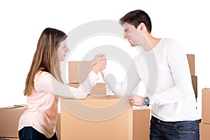 Arm wrestling couple