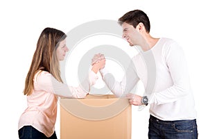 Arm wrestling couple