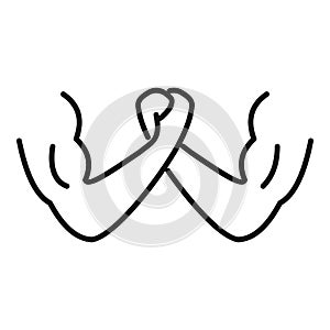 Arm wrestling handshake icon, outline style