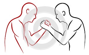 Arm wrestling illustration red and black