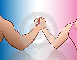 Arm Wrestling Love Couple Woman Man