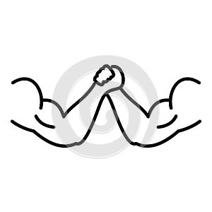 Arm wrestling shake icon, outline style