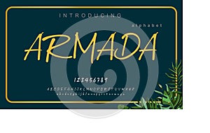 Armada font Elegant alphabet letters font and number.