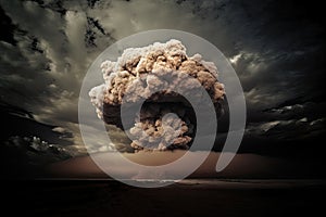 Armageddon, mushroom explosive cloud. Generative ai