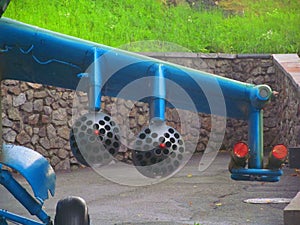 Armament on the wings of a Soviet attack helicopter