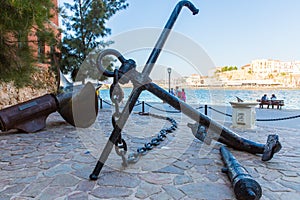 Armature and anchor Greece, Chania, Crete.Traditional pictorial street