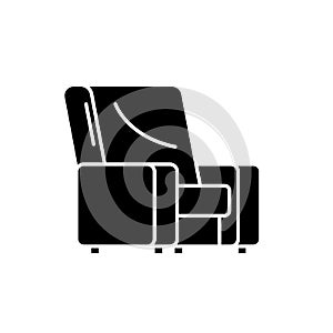 Armchair black icon, vector sign on isolated background. Armchair concept symbol, illustration