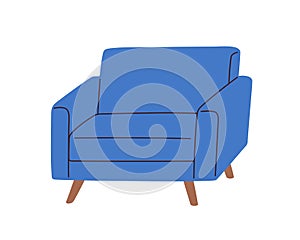 Armchair design in mid-century retro style. Cozy lounge arm chair for living room interior. Trendy soft comfy
