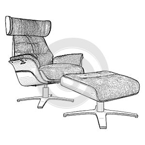 Armchair Easy Chair Vector. A Vector Illustration Of Elbow Seat Chair Background.