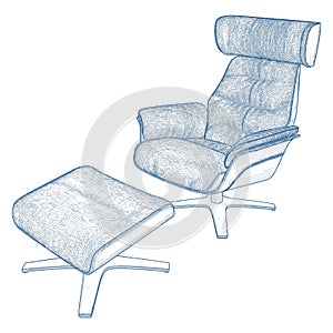 Armchair Easy Chair Vector. A Vector Illustration Of Elbow Seat Chair Background.