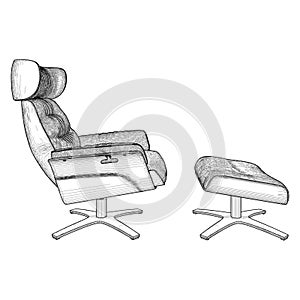 Armchair Easy Chair Vector. A Vector Illustration Of Elbow Seat Chair Background.