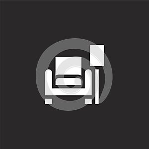 armchair icon. Filled armchair icon for website design and mobile, app development. armchair icon from filled bed and breakfast