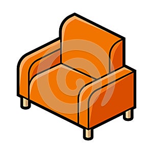 Armchair icon in isometry style. Domestic and office furniture and equipment. photo