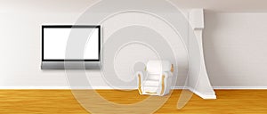 Armchair with lcd TV in modern interior