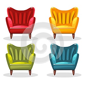 Armchair soft colorful homemade, set 3