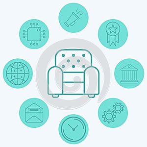 Armchair vector icon sign symbol