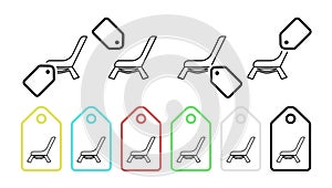 Armchair vector icon in tag set illustration for ui and ux, website or mobile application