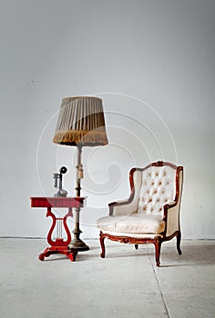 Armchair in white room