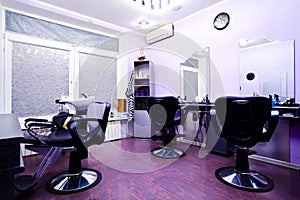 Armchairs in hairdressing salon