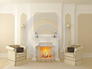 Armchairs near the fireplace