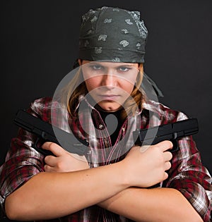 Armed bandit girl
