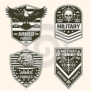 Armed forces set monochrome emblem