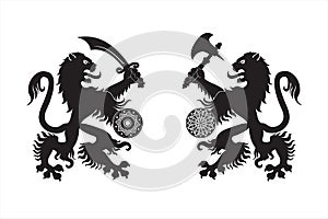 Armed Heraldic Lions