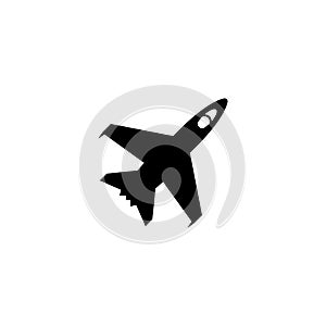 Armed Jet Fighter, Flight War Plane. Flat Vector Icon illustration. Simple black symbol on white background. Armed Jet Fighter,