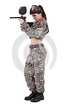 Armed paintball player