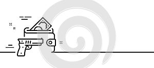 Armed robbery line icon. Money fraud crime sign. Vector