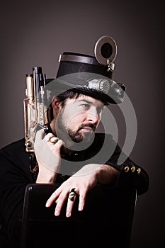 Armed steampunk man