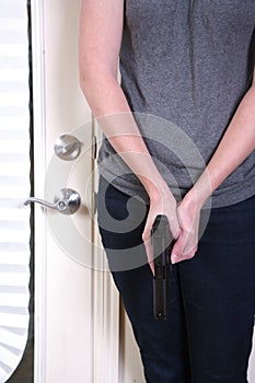 Armed woman with semi-automatic