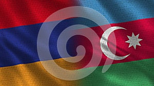 Armenia and Azerbaijan Realistic Half Flags Together photo