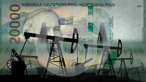 Armenia Dram money counting with oil pump