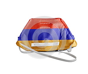 Armenia flag on anti pollution mask for protection from virus