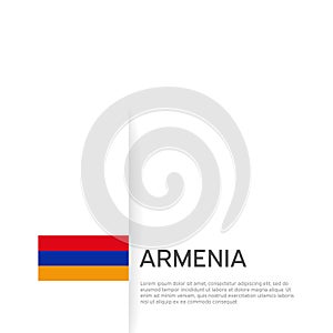 Armenia flag background. State patriotic armenian banner, cover. Document template with armenia flag on white background. National