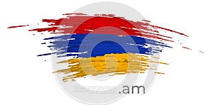 Armenia flag. Brush strokes, grunge. Brush painted armenian flag on white background. Vector design, template national poster with