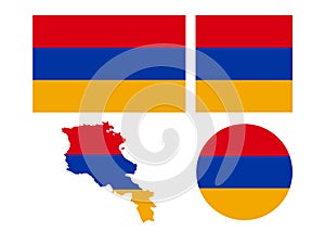 Armenia flag and map - Republic of Armenia